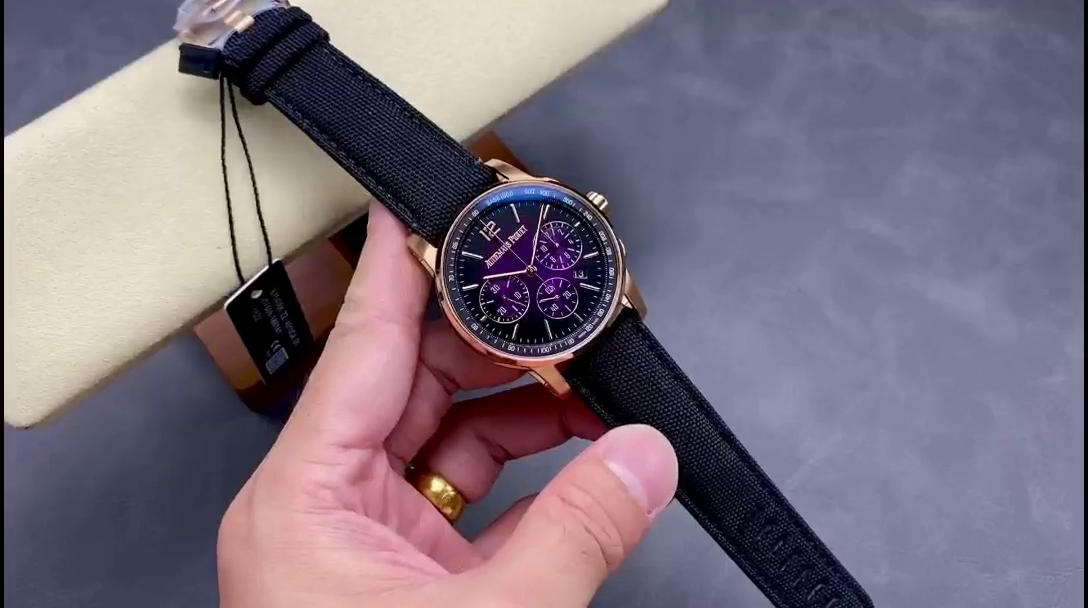 Replica AP 26393OR.OO.A002KB.02 CODE 11.59 Chronograph Smoked Purple Nylon Strap - QualitySwissReplica