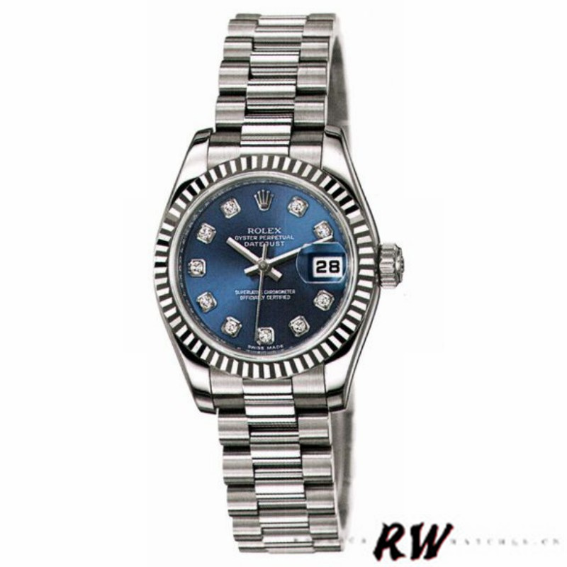 Rolex Datejust 179179 Blue Diamond Dial Fluted Bezel 26MM Lady Replica Watch - QualitySwissReplica