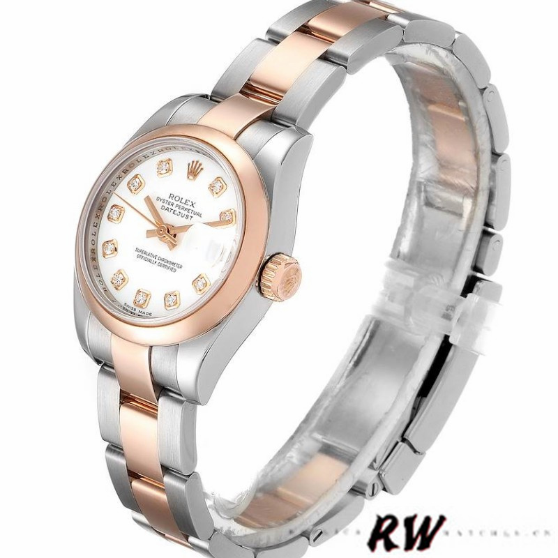 Rolex Datejust 179161 Stainless Steel and Everose Gold White Diamond Dial 26MM Lady Replica Watch - QualitySwissReplica