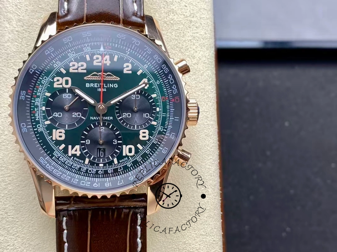 Breitling Navitimer B12 Chronograph 41 RB12302A1L1P1 Brown Strap Replica - QualitySwissReplica