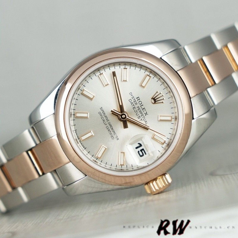 Rolex Datejust 179161 Stainless Steel and Everose Gold Silver Index Dial 26MM Lady Replica Watch - QualitySwissReplica