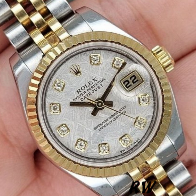 Rolex Datejust 179173 Meteorite Grey Diamond Dial Fluted Bezel 26MM Lady Replica Watch - QualitySwissReplica
