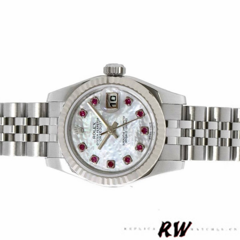 Rolex Datejust 179174 Mother of Pearl White Dial Fluted Bezel 26MM Lady Replica Watch - QualitySwissReplica