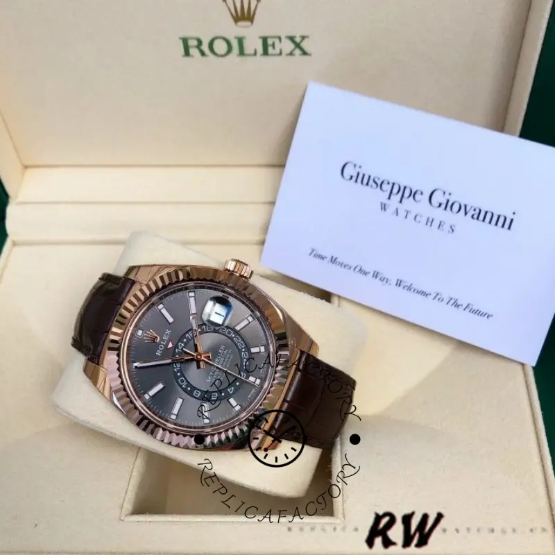 Rolex Sky-Dweller 326135 Dark Rhodium Dial 42MM Mens Replica Watch - QualitySwissReplica