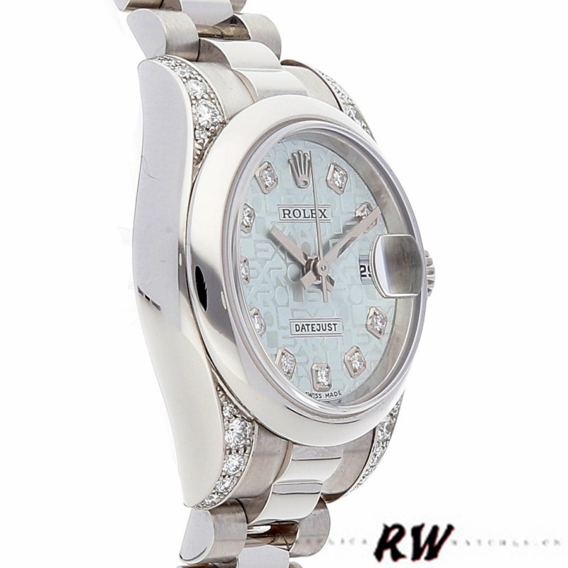 Rolex Datejust 179269 Ice Blue Jubilee Dial Diamond Lugs 26MM Lady Replica Watch - QualitySwissReplica