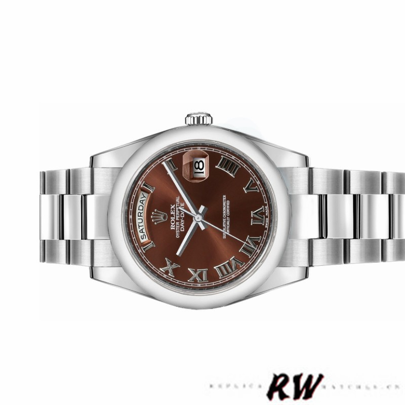 Rolex Day-Date 118209 Chocolate Brown Diamonds Dial 36mm Unisex Replica Watch - QualitySwissReplica