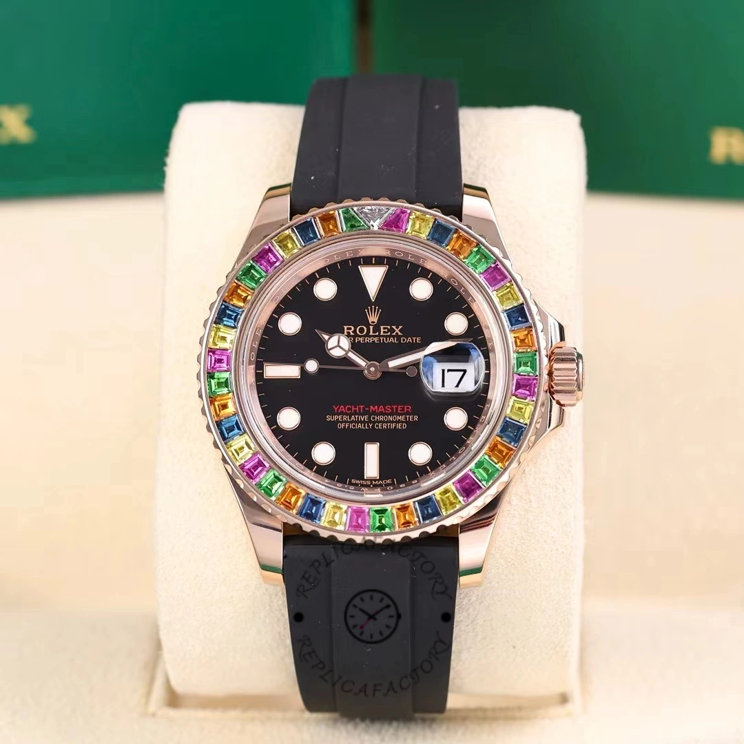 Rolex Yacht-Master 116695 Black Rubber Strap Black Dial 40MM Mens Replica Watch - QualitySwissReplica