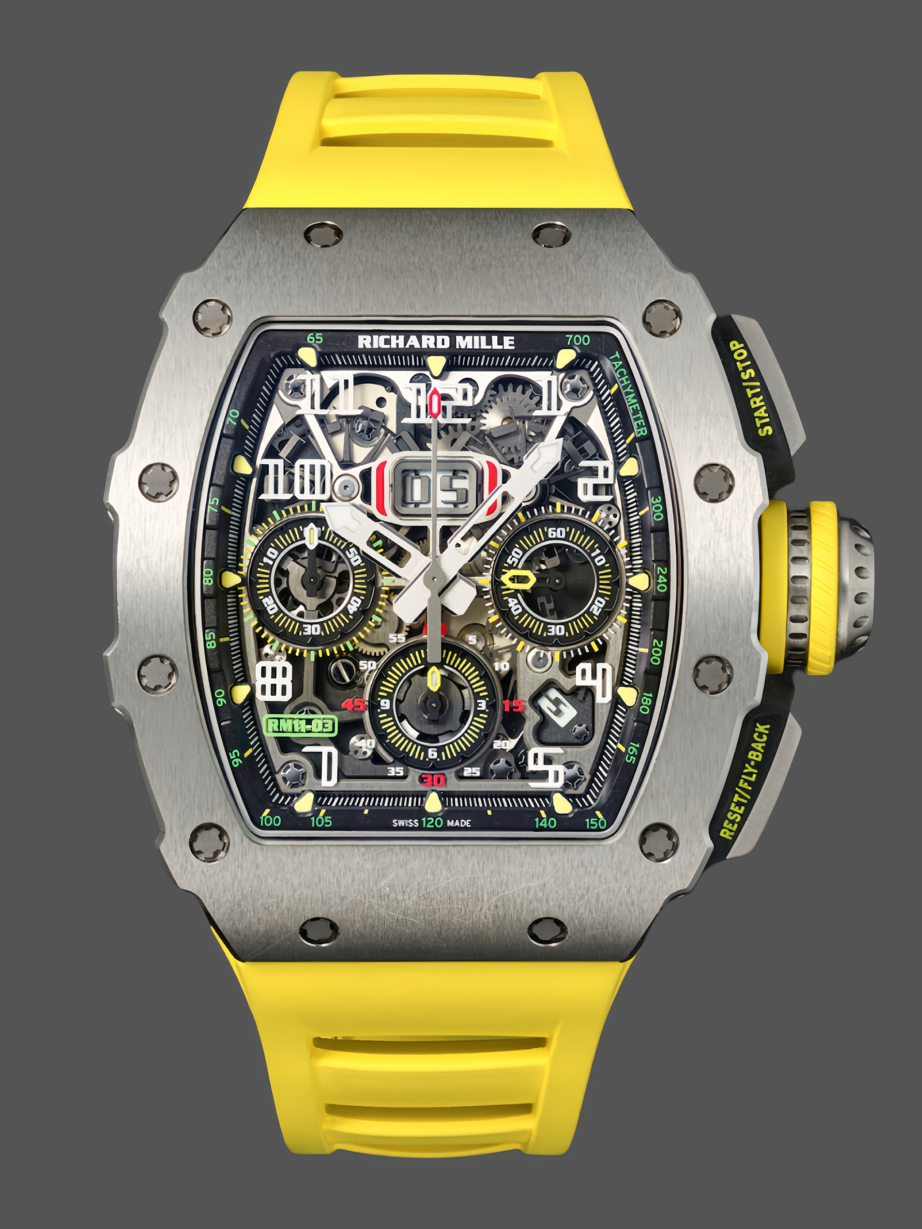 Richard Mille RM 11 03 Titanium Skeleton Dial Yellow Strap - QualitySwissReplica