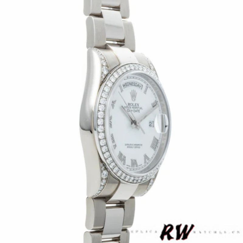 Rolex Day-Date 118389 White Roman Numeral Dial 36MM Unisex Replica Watch - QualitySwissReplica