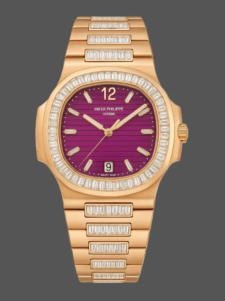 Clone Patek Philippe Nautilus 7014 Purple Dial Diamond Bezel - QualitySwissReplica