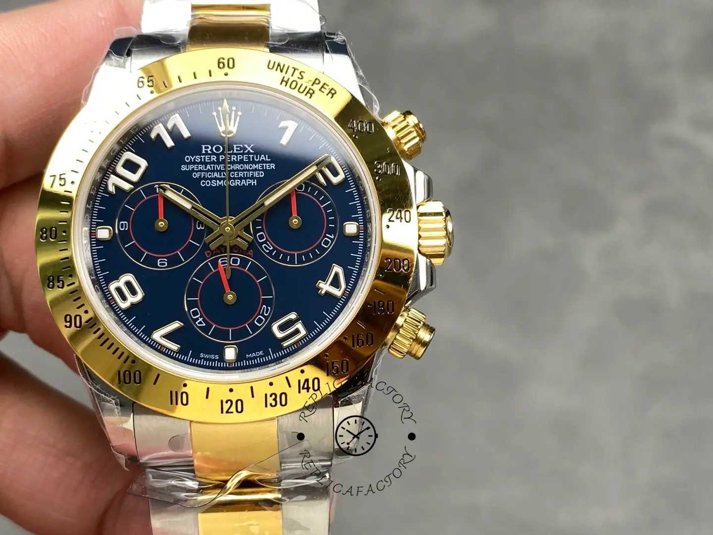 Rolex Daytona 116523 Steel Yellow Gold Blue Racing Dial 40mm Mens Replica Watch - QualitySwissReplica