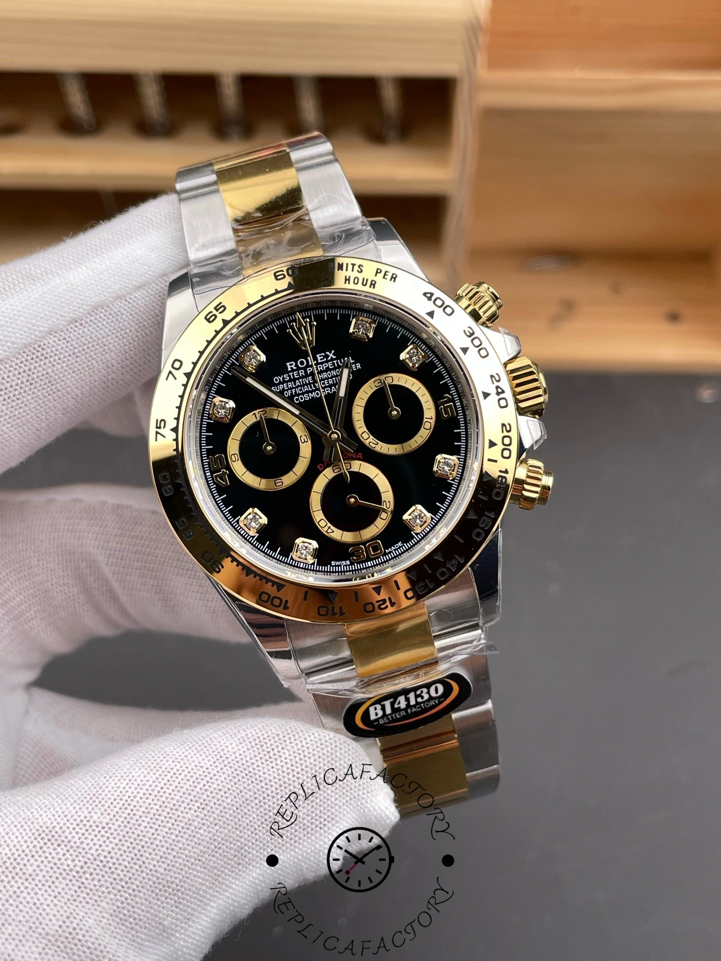 Rolex Daytona Black Dial Two Tone Oyster 116503 40mm Men's Watch - QualitySwissReplica
