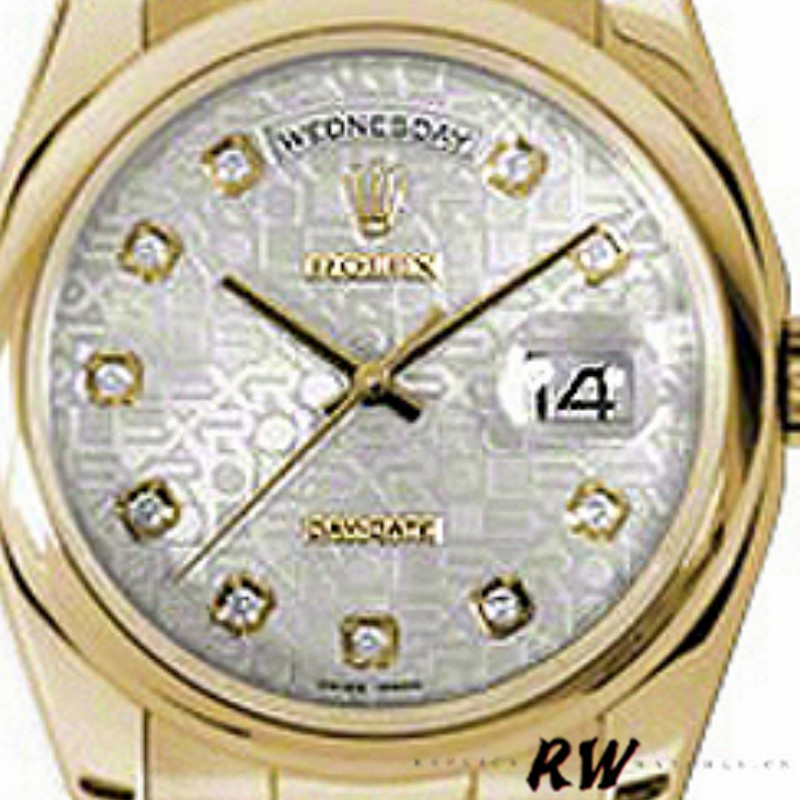 Rolex Day-Date 118208 Silver Diamond Jubilee Dial 36mm Unisex Replica Watch - QualitySwissReplica
