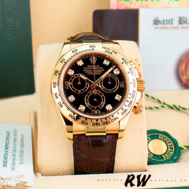 Rolex Cosmograph Daytona 116518 Black Dial 40mm Mens Replica Watch - QualitySwissReplica