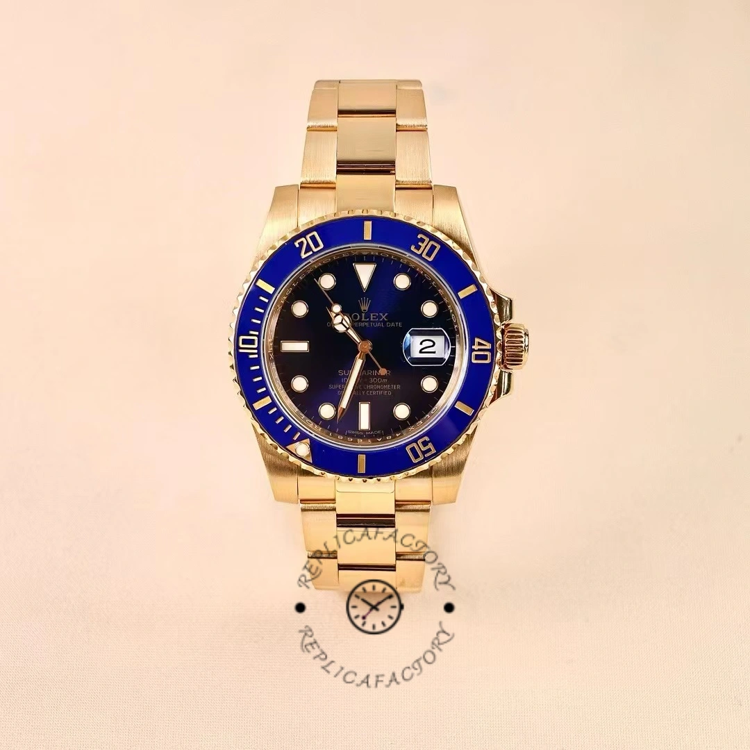 Rolex Submariner 116618 Yellow Gold Blue Dial 40mm Mens Replica Watch - QualitySwissReplica