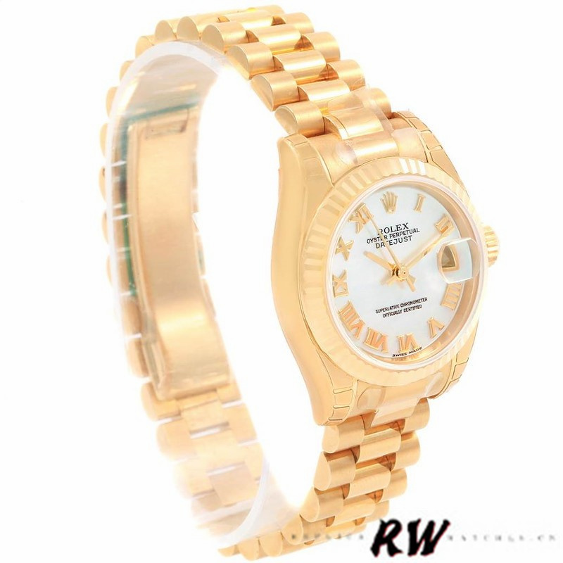 Rolex Datejust 179178 Mother of Pearl White Dial Dial Yellow Gold 26MM Lady Replica Watch - QualitySwissReplica