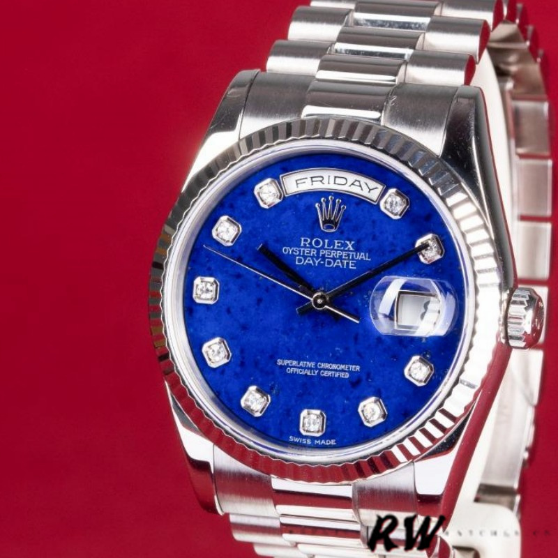Rolex Day-Date 118239 Diamond Lapis Lazuli Blue Dial 36mm Unisex Replica Watch - QualitySwissReplica