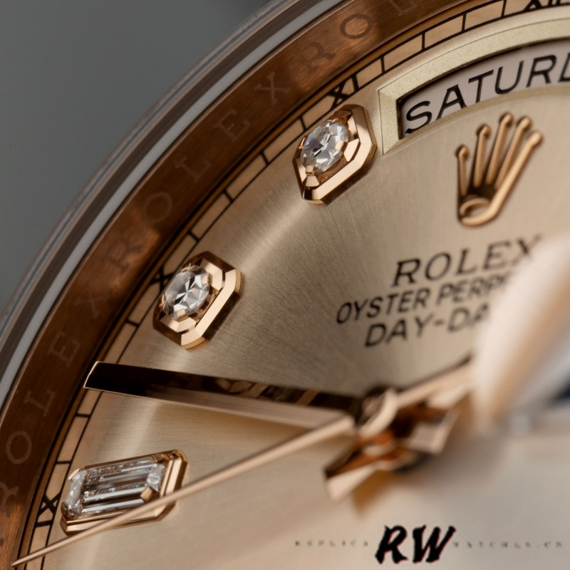 Rolex Day-Date 118235 Rose Gold Champagne Diamond Dial 36mm Unisex Replica Watch - QualitySwissReplica