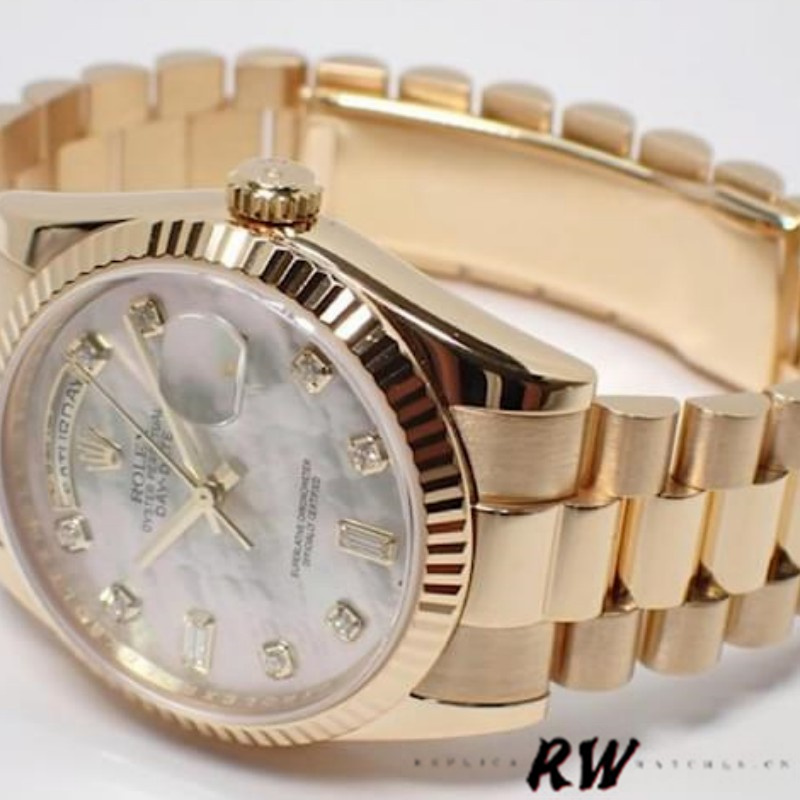 Rolex Day-Date 118238 Mother of Pearl White Dial 36mm Unisex Replica Watch - QualitySwissReplica