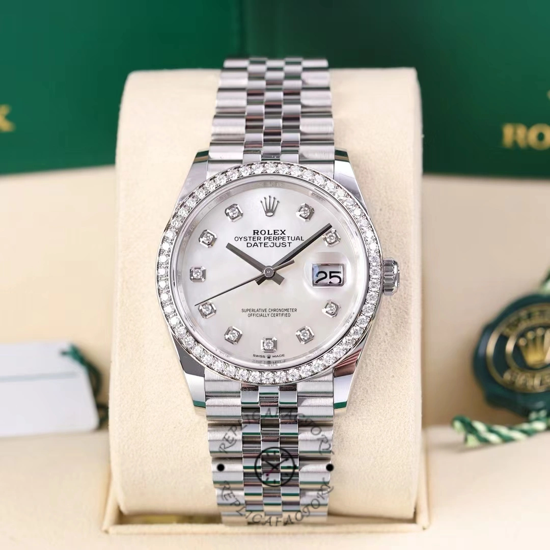 Rolex Datejust 178384 White Mother Of Pearl Diamonds Dial 31MM Lady Replica Watch - QualitySwissReplica