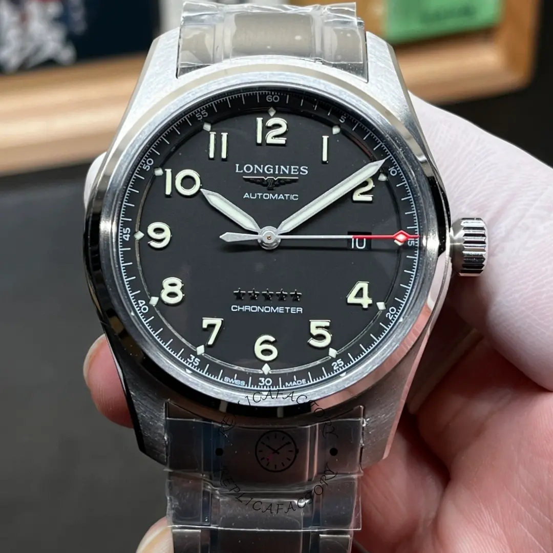 Longines Spirit L3.811.4.53.6 Replica 42mm Watch Black Dial Steel - QualitySwissReplica