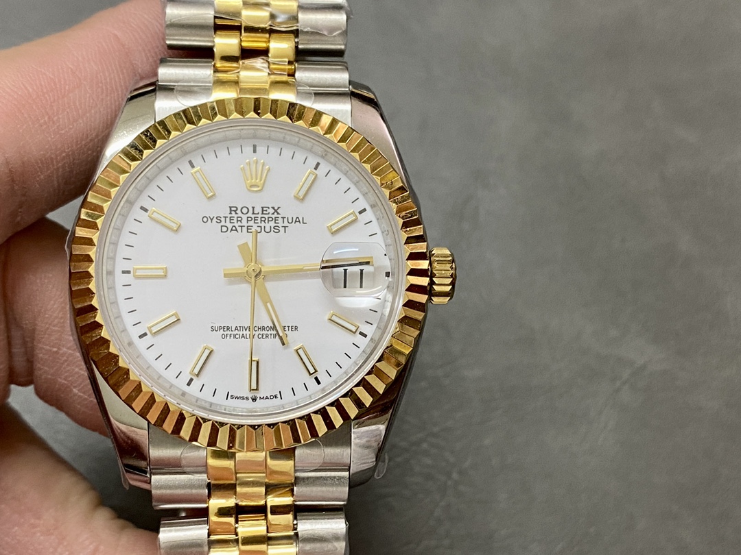 Rolex Datejust m126233 0019 White Index Dial Fluted Bezel 36MM Unisex Replica Watch - QualitySwissReplica