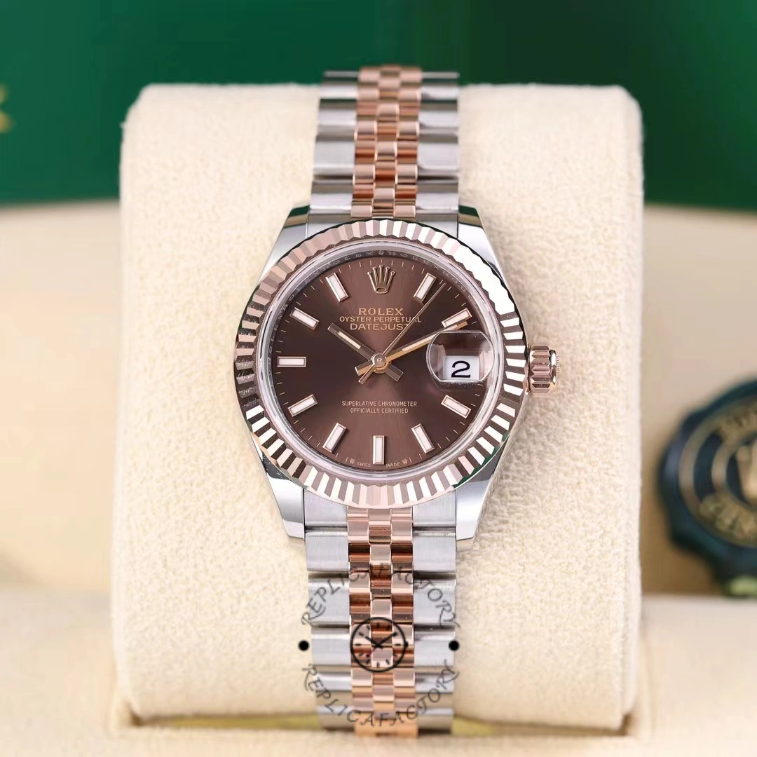 Rolex Datejust 28 Chocolate Index Steel & Rose Gold m279171 0017 - QualitySwissReplica