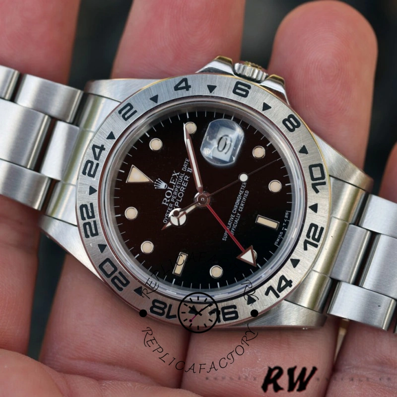 Rolex Explorer II 16550 Stainless Steel Black Dial 39MM Mens Replica Watch - QualitySwissReplica