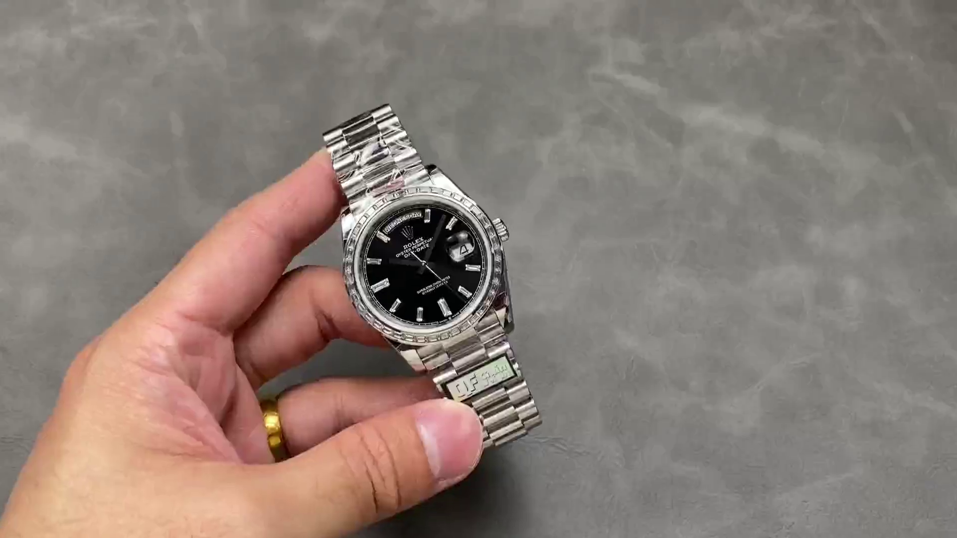 Rolex Day-Date 228396TBR 0024 Black Dial Diamond Bezel 40mm Mens Replica Watch - QualitySwissReplica