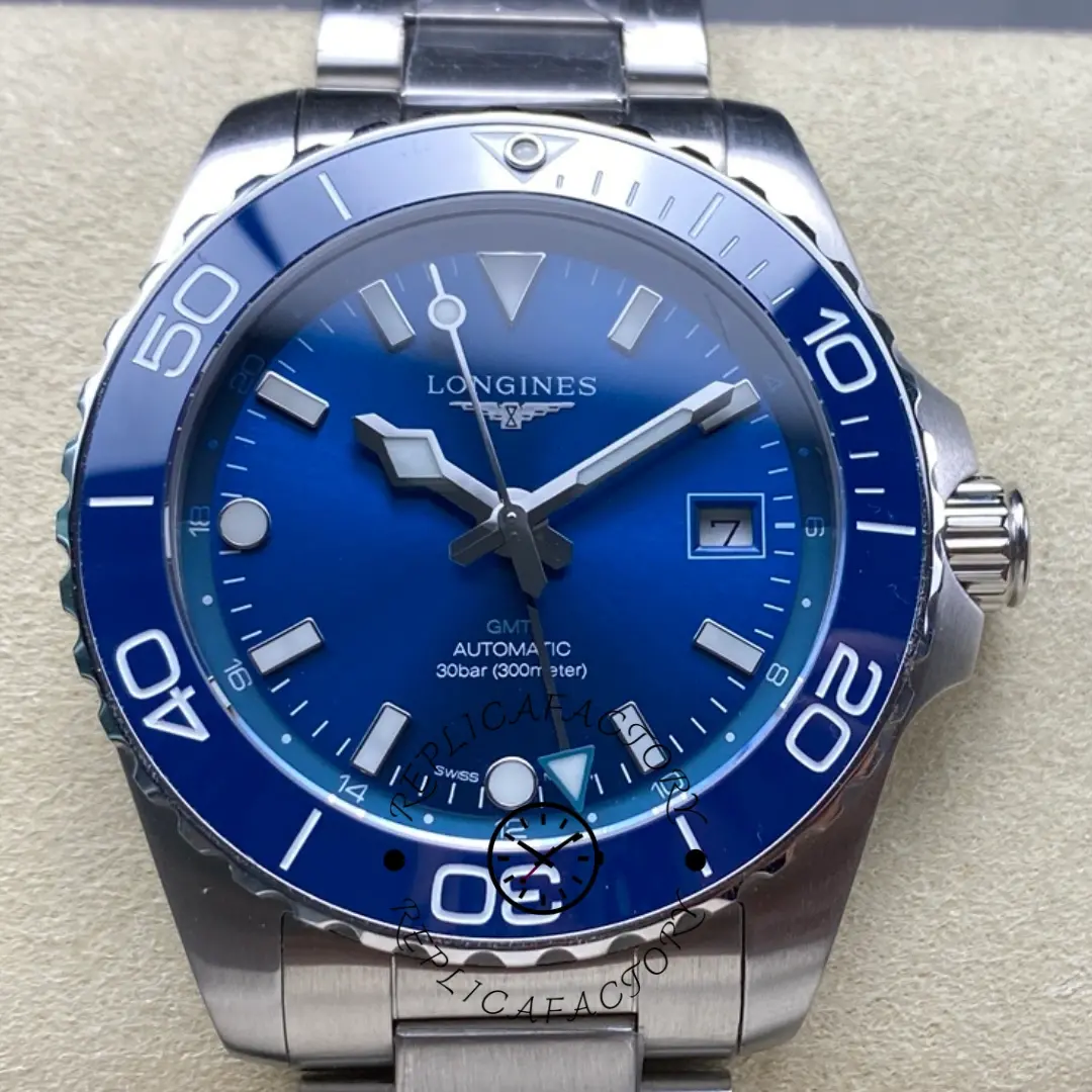 Longines HydroConquest GMT 41 Blue Dial L3.790.4.96.6 1:1 Clone Ceramic Bezel - QualitySwissReplica