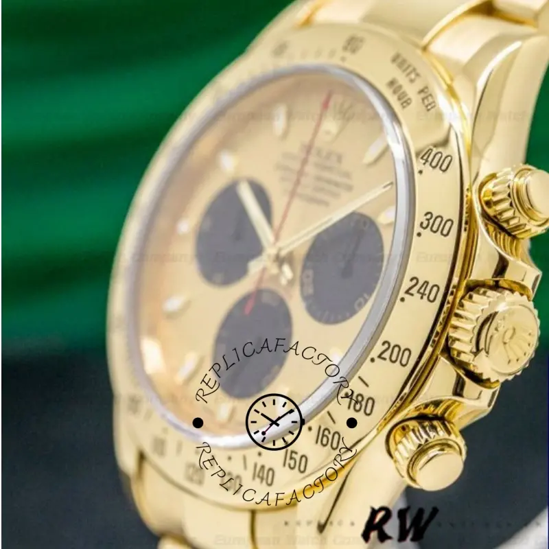 Rolex Daytona 116528 Yellow Gold Champagne Dial 40mm Mens Replica Watch - QualitySwissReplica