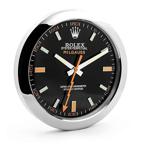 Rolex Milgauss Silver & Black Wall Clock - QualitySwissReplica