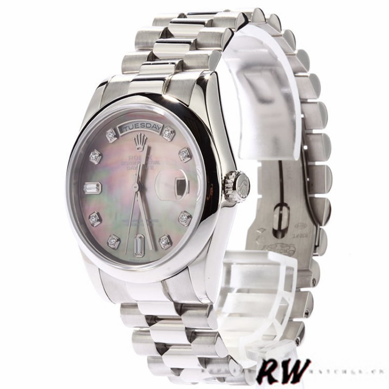 Rolex Day Date 118206 Mother of Pearl Black Dial 36mm Unisex Replica Watch - QualitySwissReplica