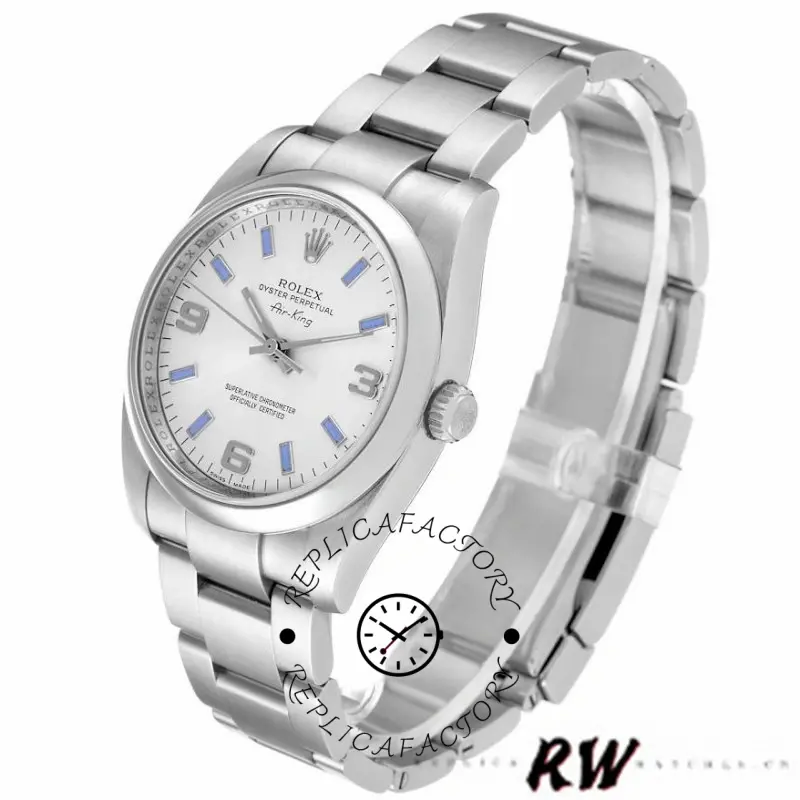 Rolex Oyster Perpetual Air-King 114200 Silver Dial 34mm Unisex Replica watch - QualitySwissReplica