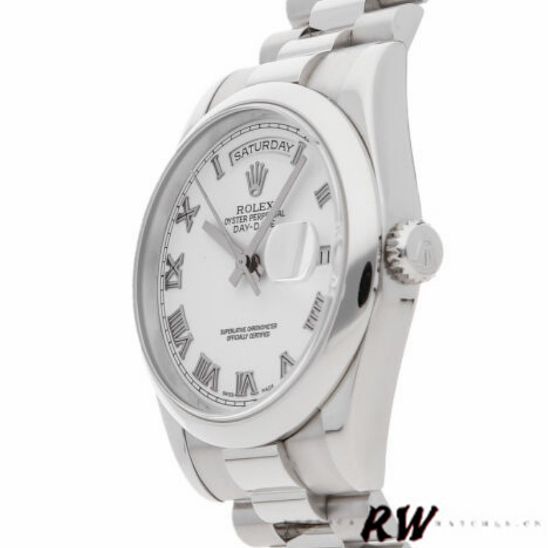 Rolex Day-Date 118206 White Roman Numeral 36mm Unisex Replica Watch - QualitySwissReplica