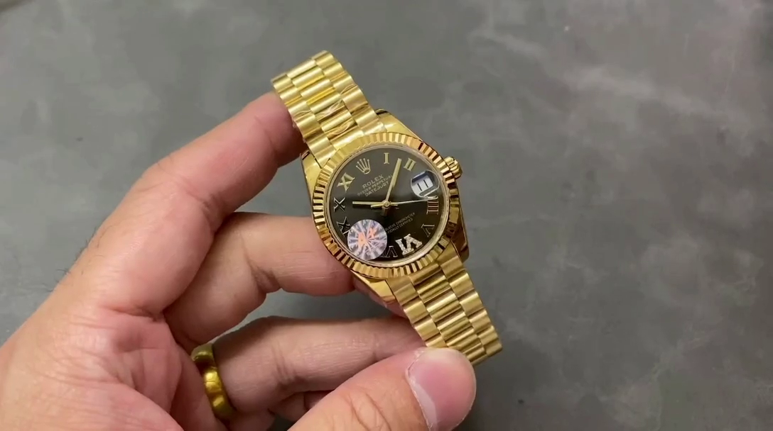 Rolex Datejust 31mm Yellow Gold M278278 0032 Dark Grey Roman VI President - QualitySwissReplica