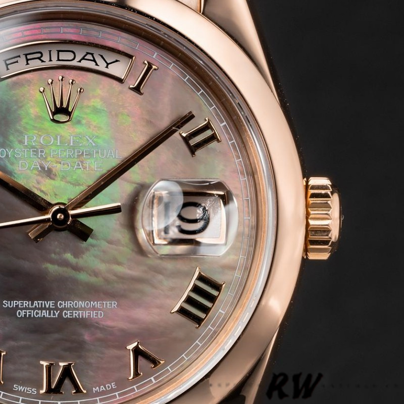 Rolex Day-Date 118205 MOP Roman numeral Dial 36mm Unisex Replica Watch - QualitySwissReplica
