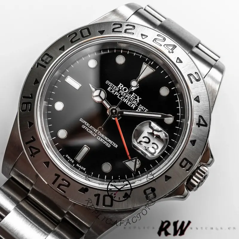 Rolex Explorer II 16570 Stainless Steel Black Dial 40MM Mens Replica Watch - QualitySwissReplica