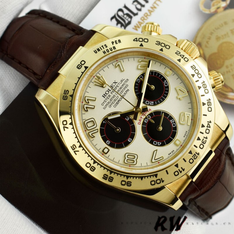 Rolex Daytona 116518 Ivory Dial Brown Leather Strap 40mm Mens Replica Watch - QualitySwissReplica