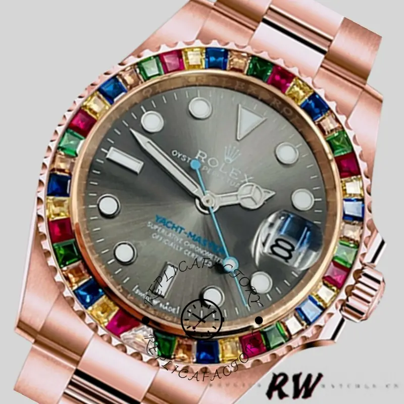 Rolex Yacht-Master 116695 Everose Gold Grey Dial 40MM Mens Replica Watch - QualitySwissReplica
