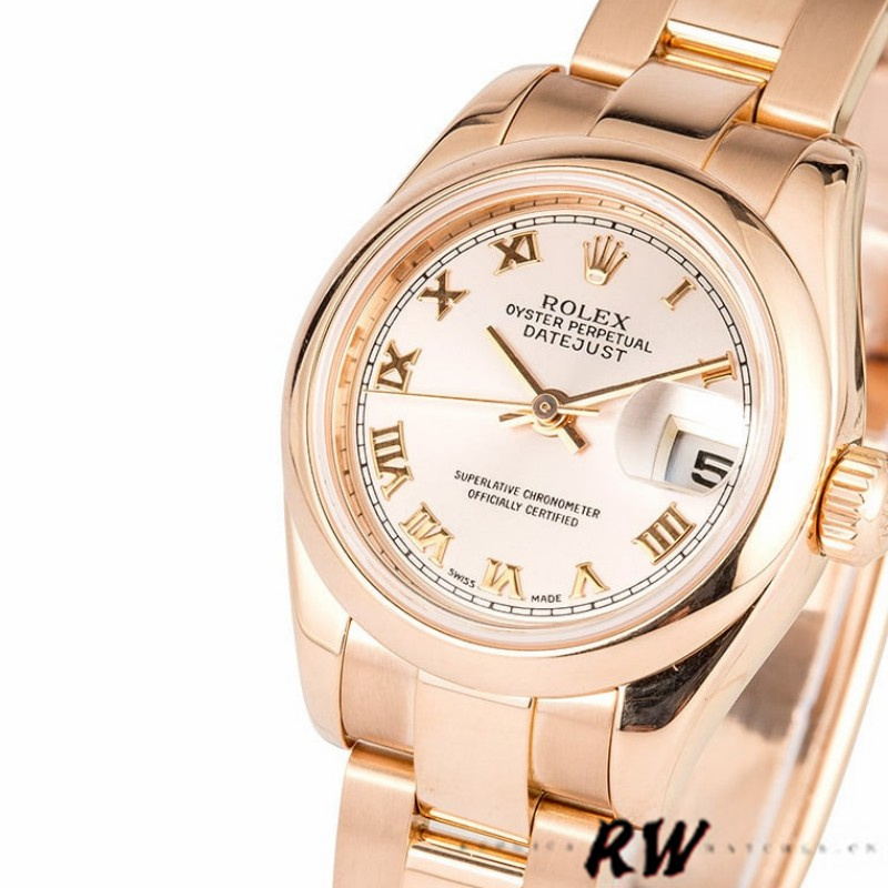 Rolex Datejust 179165 Everose Gold Pink Roman Dial 26MM Lady Replica Watch - QualitySwissReplica