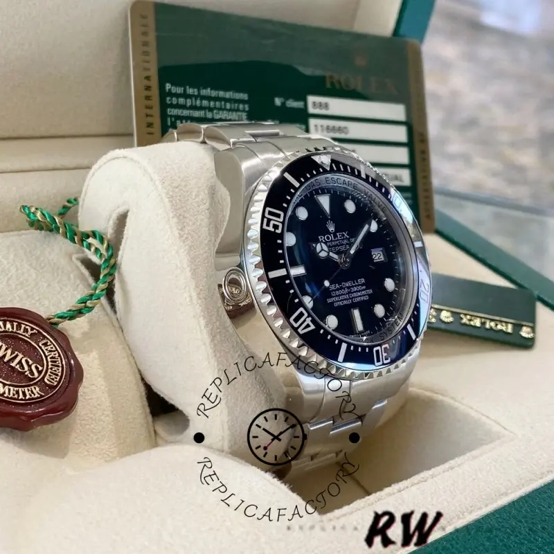 Rolex Sea-Dweller Deepsea 116660 Stainless Steel Black Dial 44MM Mens Replica Watch - QualitySwissReplica