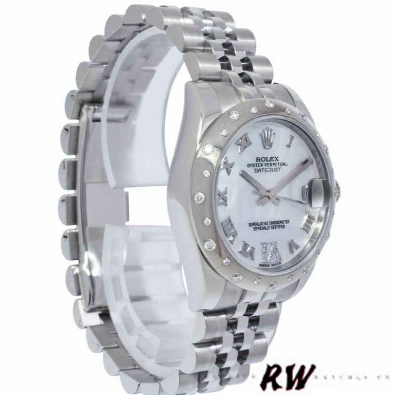 Rolex Datejust 178344 Mother of Pearl White Dial Diamond 31MM Lady Replica Watch - QualitySwissReplica
