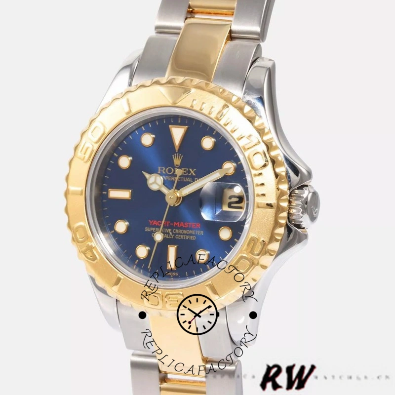 Rolex Yacht-Master 169623 Steel Yellow Gold Blue Dial 29MM Lady Replica Watch - QualitySwissReplica