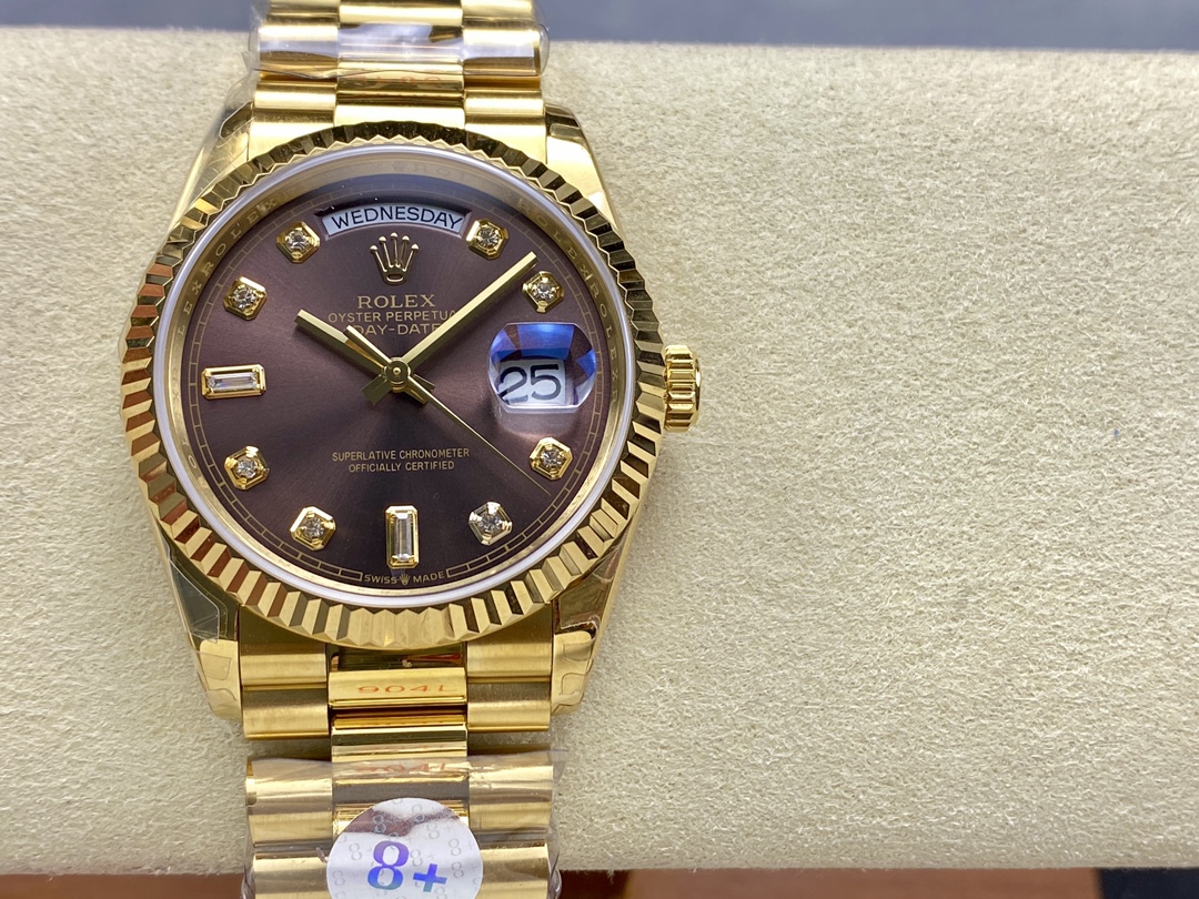 Rolex Day-Date 128238 Fluted Bezel Dark Grey Dial 36MM Unisex Replica Watch - QualitySwissReplica