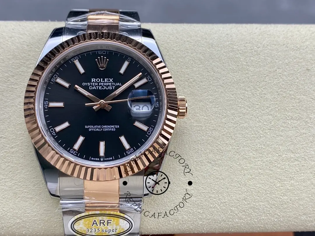Rolex Datejust 41 Everose Gold Black Dial Oyster Bracelet 126331 - QualitySwissReplica