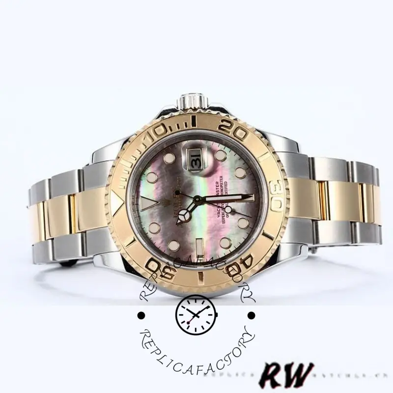 Rolex Yachtmaster 16623 Steel Yellow Gold Black MOP Dial 40MM Mens Replica Watch - QualitySwissReplica