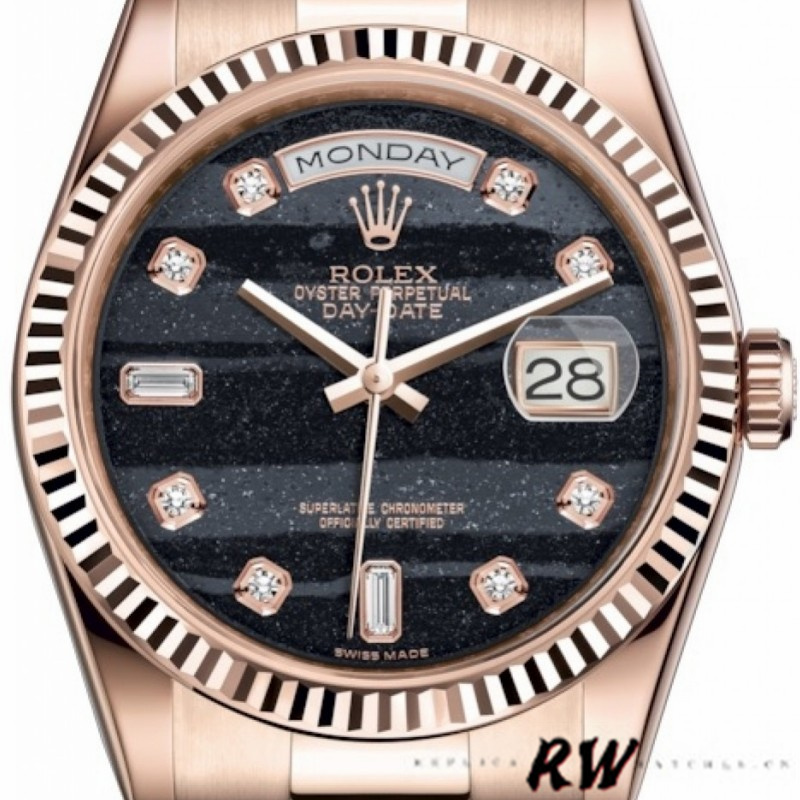 Rolex Day-Date 118235 Everose Gold Diamond Ferrite Dial 36mm Unisex Replica Watch - QualitySwissReplica