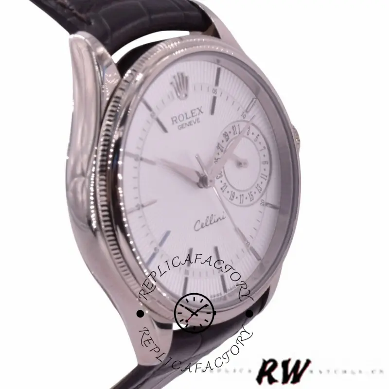 Rolex Cellini Date 50519 Brown Leather Silver Dial 39mm Mens Replica Watch - QualitySwissReplica
