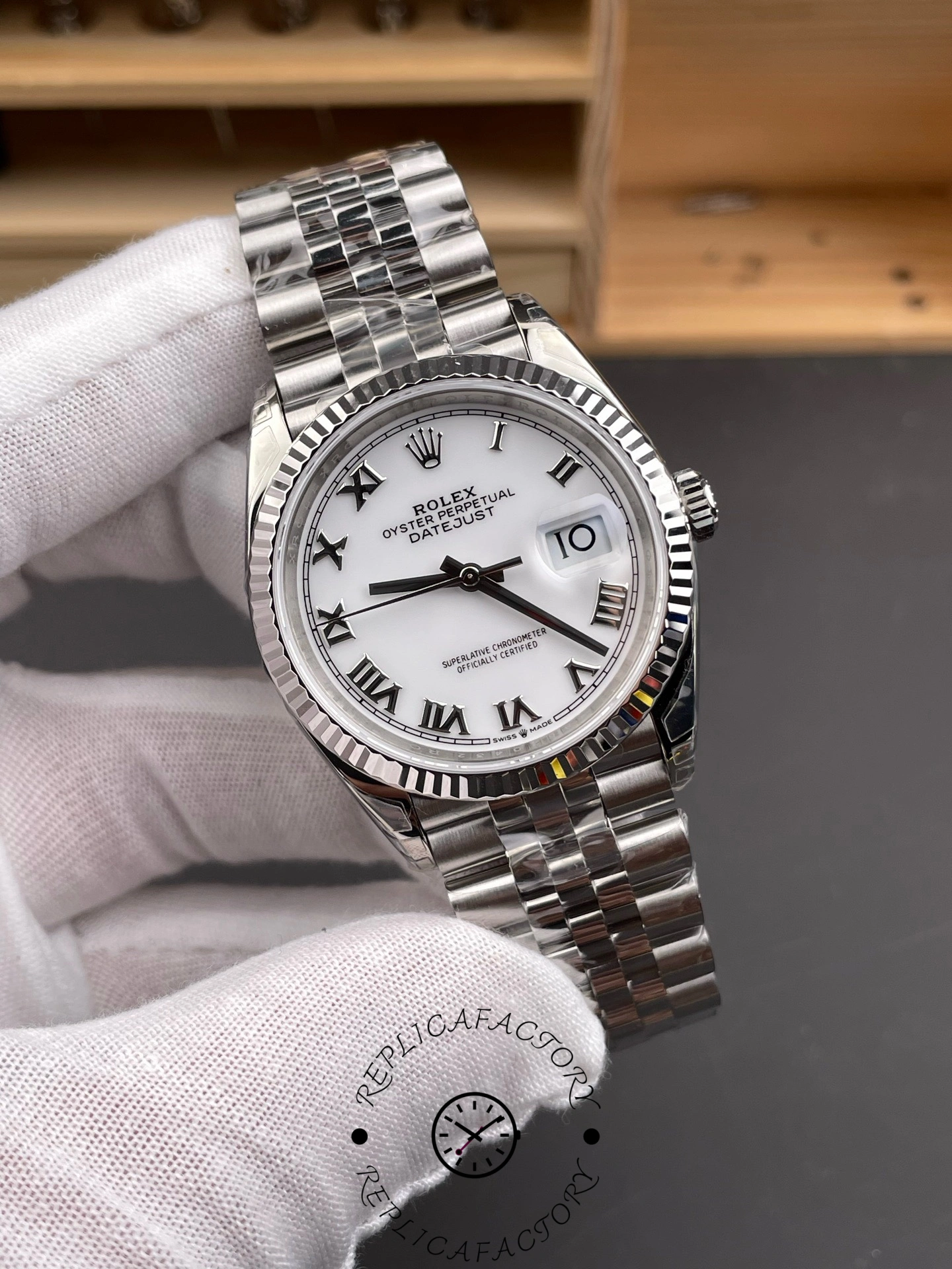Rolex Datejust 126234 Fluted Bezel White Roman Dial 36MM Unisex Replica Watch - QualitySwissReplica